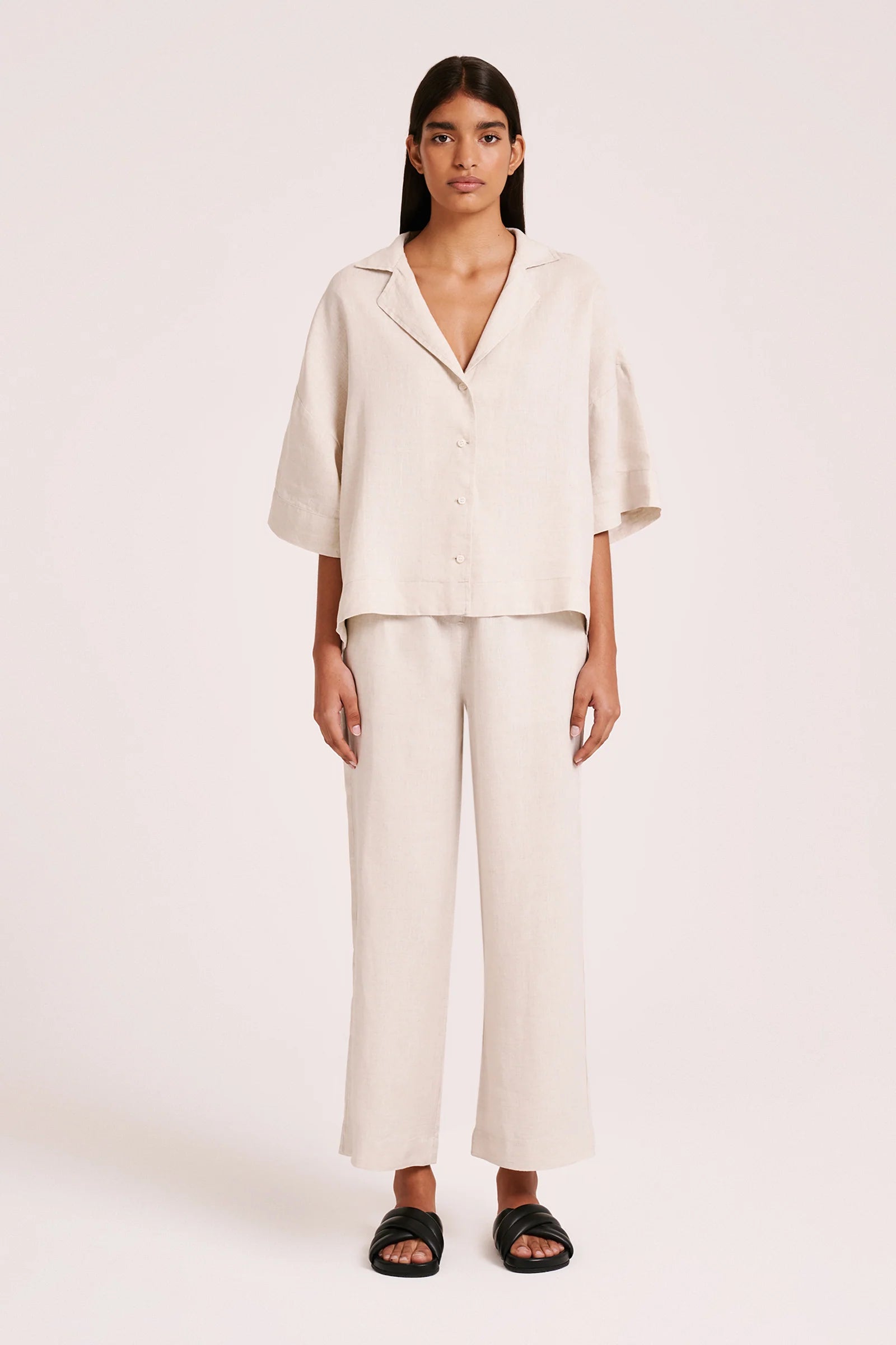 Nude lucy lounge linen shirt- natural