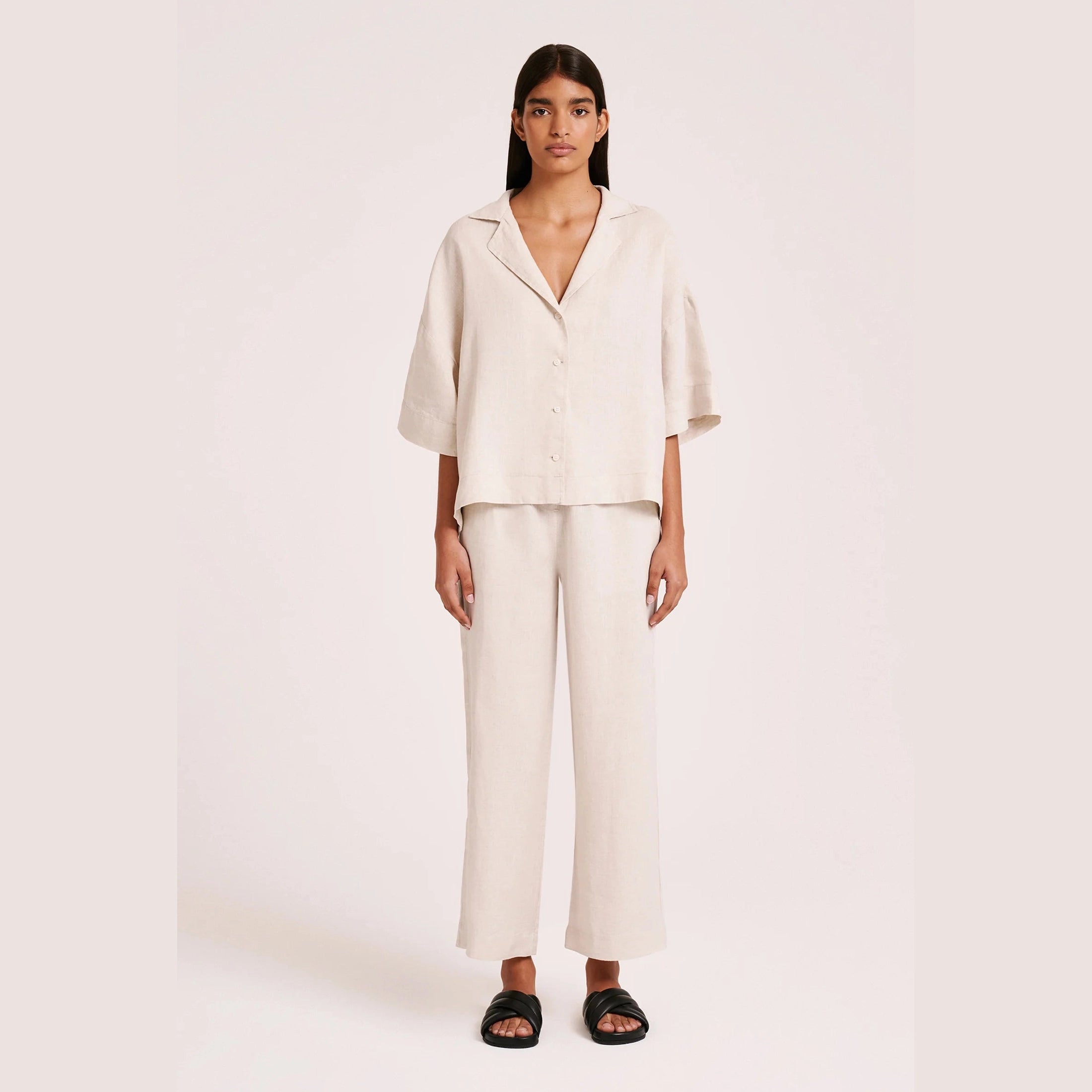 Nude lucy lounge linen shirt- natural