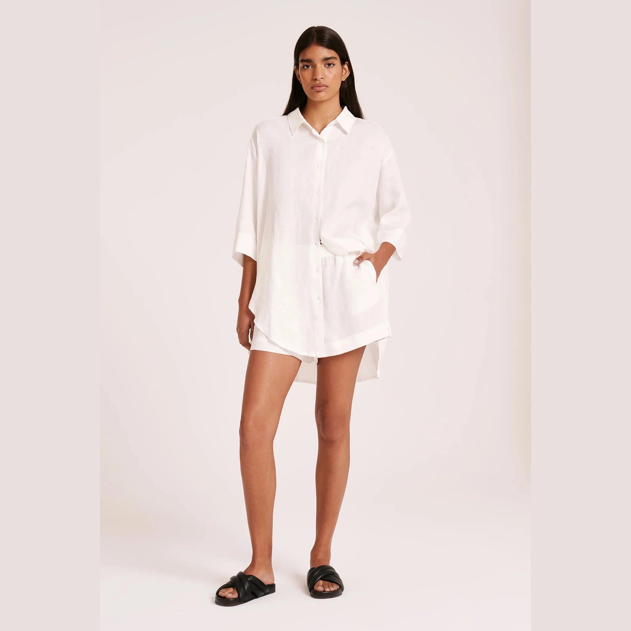 Nude lucy lounge linen short - white