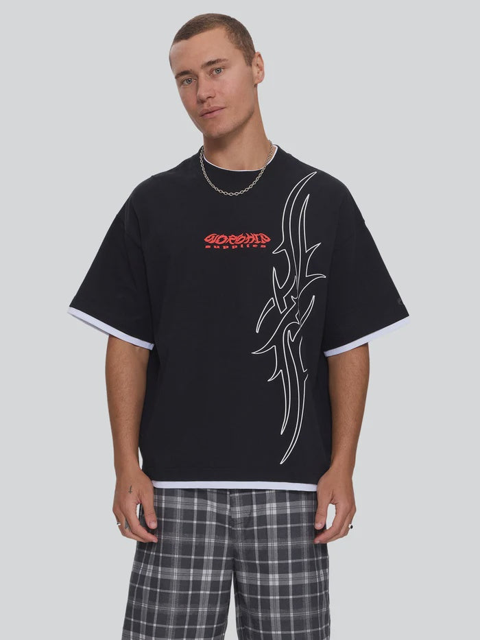 Worship - PITTED BOX CROP LAYER TEE - Black