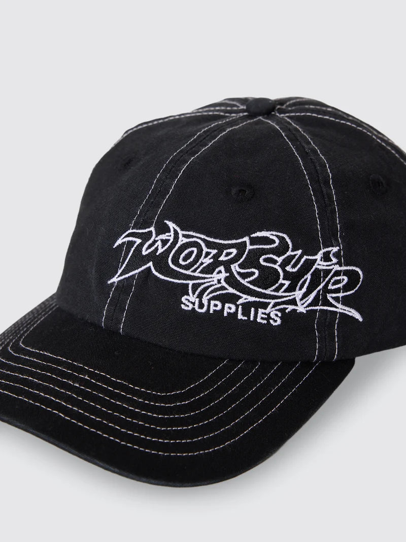 Worship - SPINAL 6 PANEL HAT - Washed Black