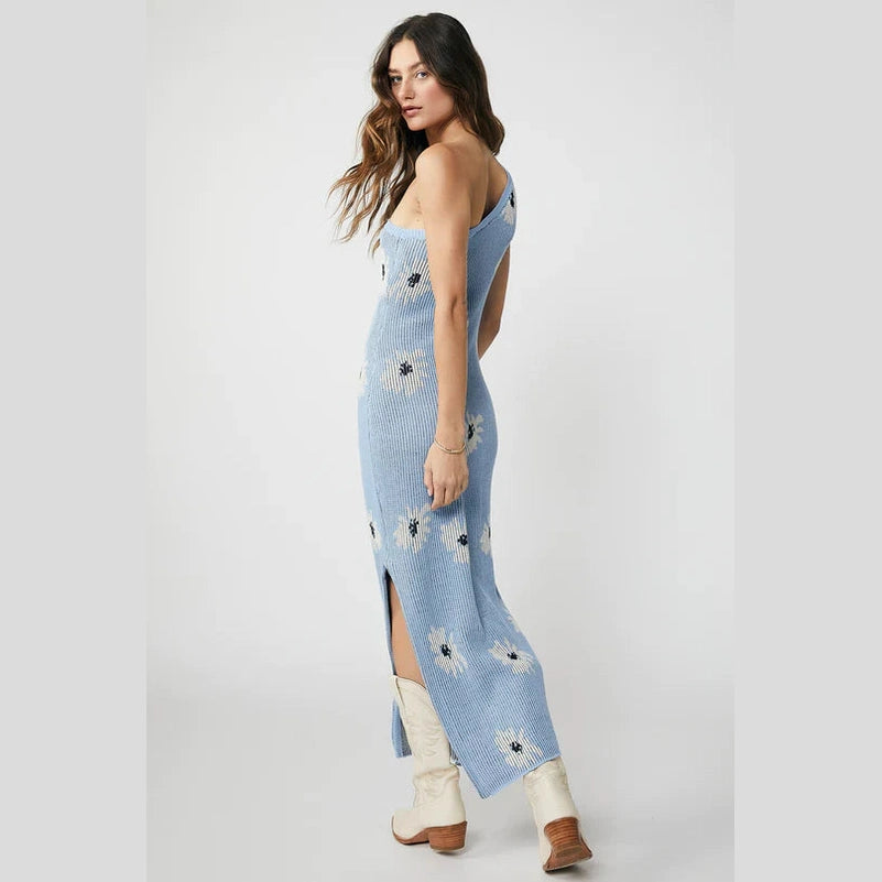 Rue stiic kira one shoulder midi dress - flower novelty