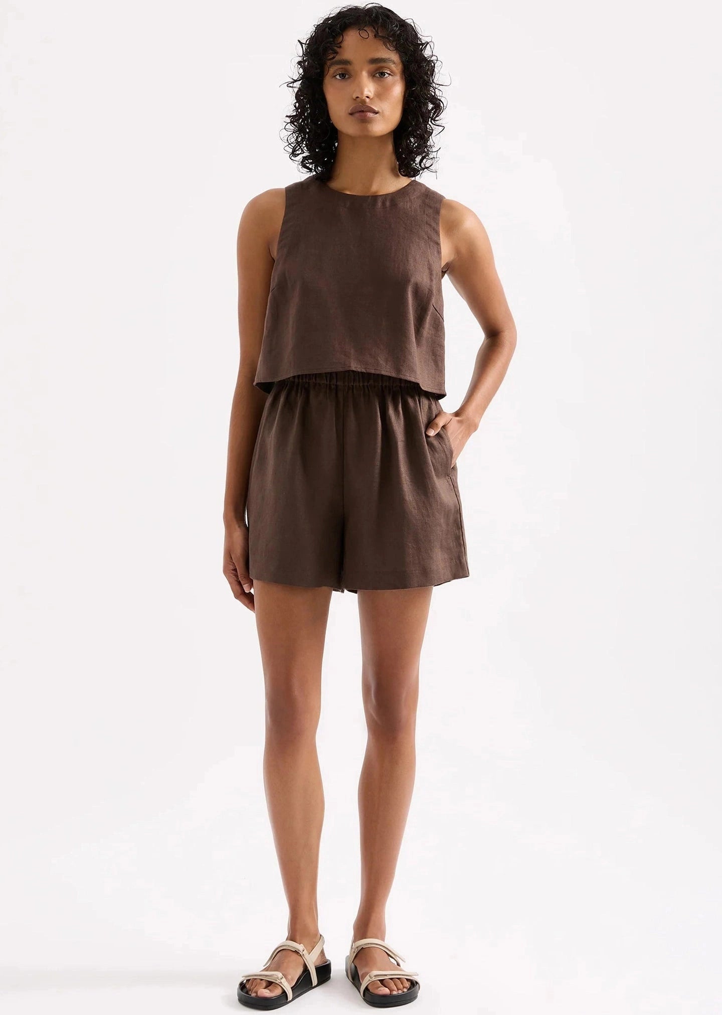 NUDE LUCY Ingrid linen top - Clove