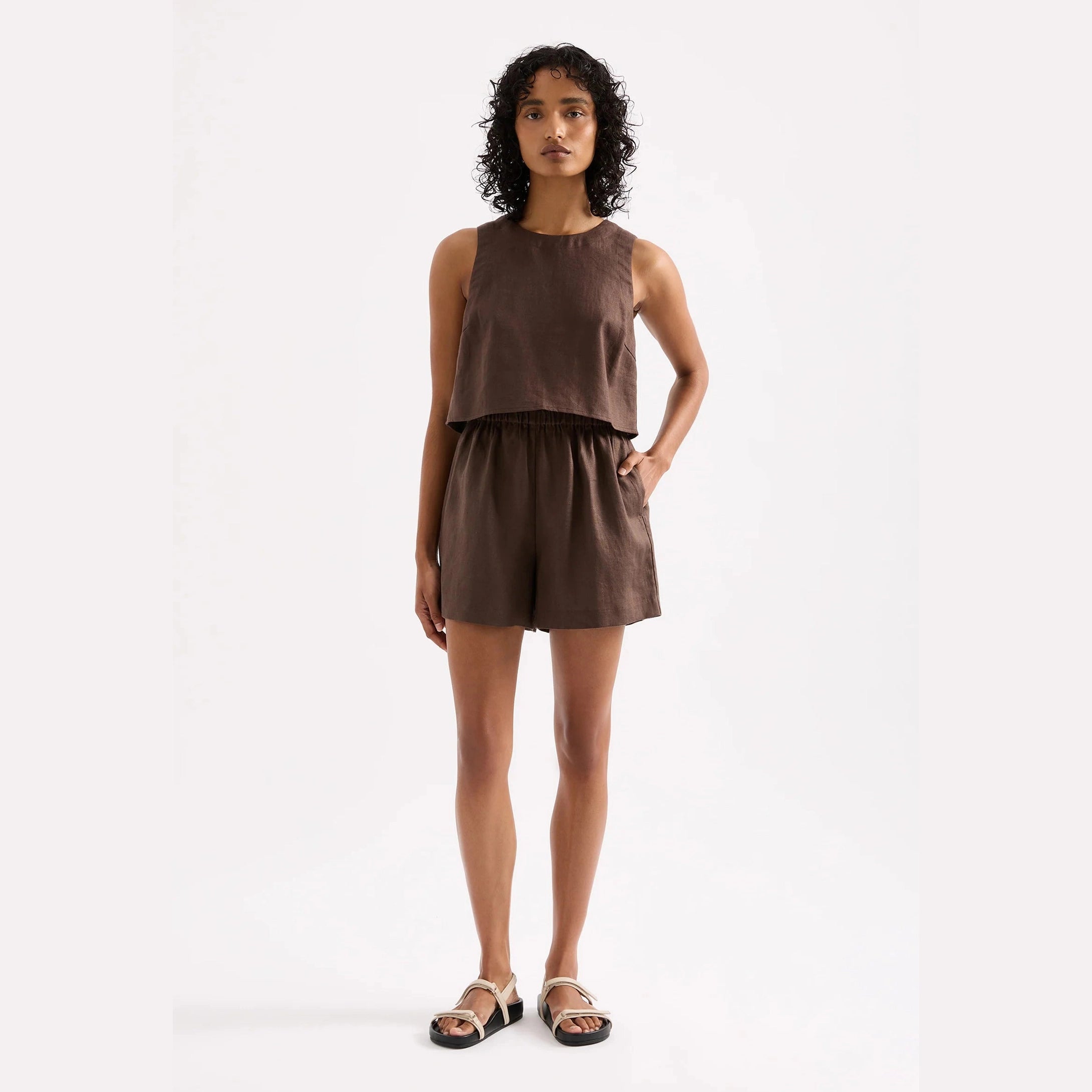 NUDE LUCY Ingrid linen top - Clove