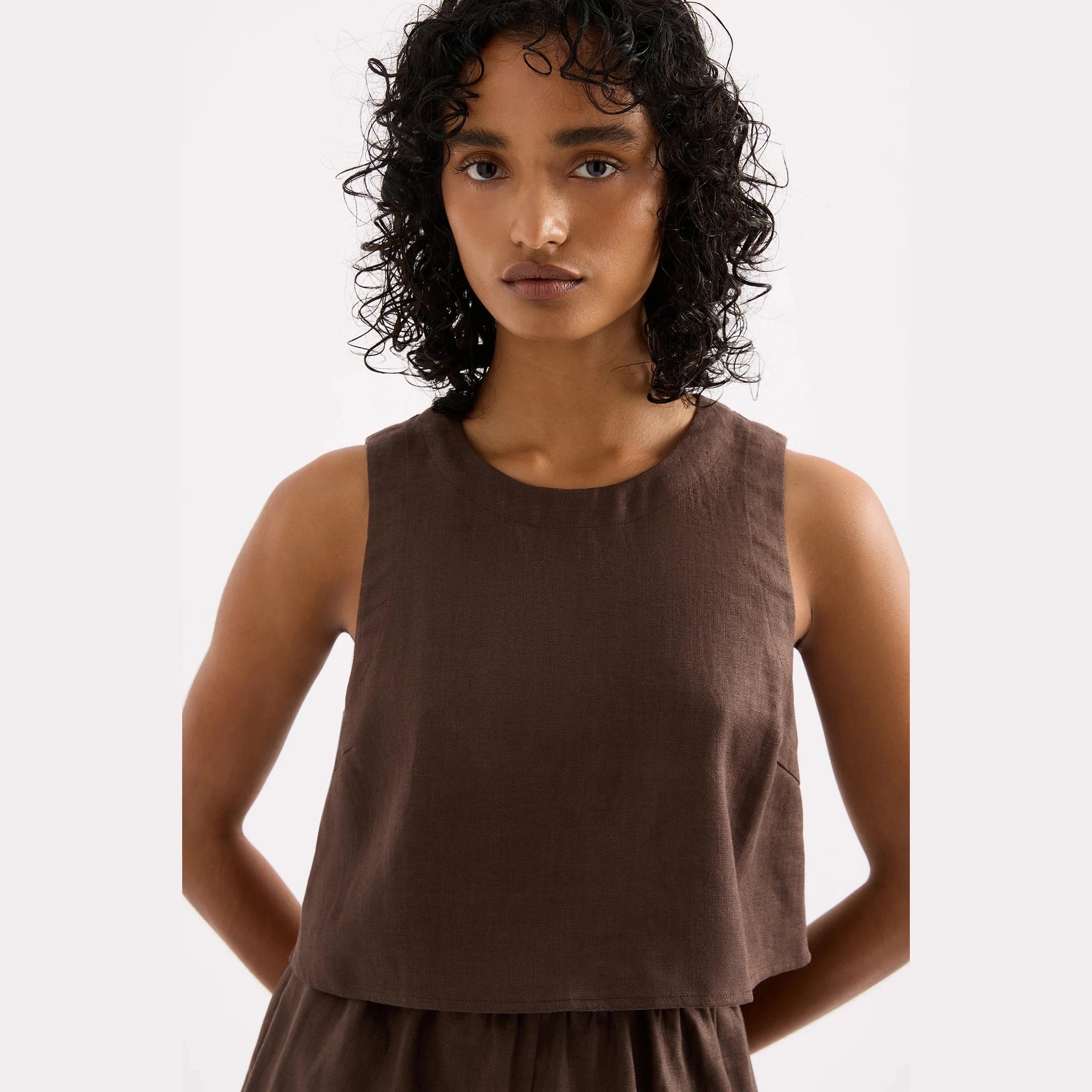 NUDE LUCY Ingrid linen top - Clove