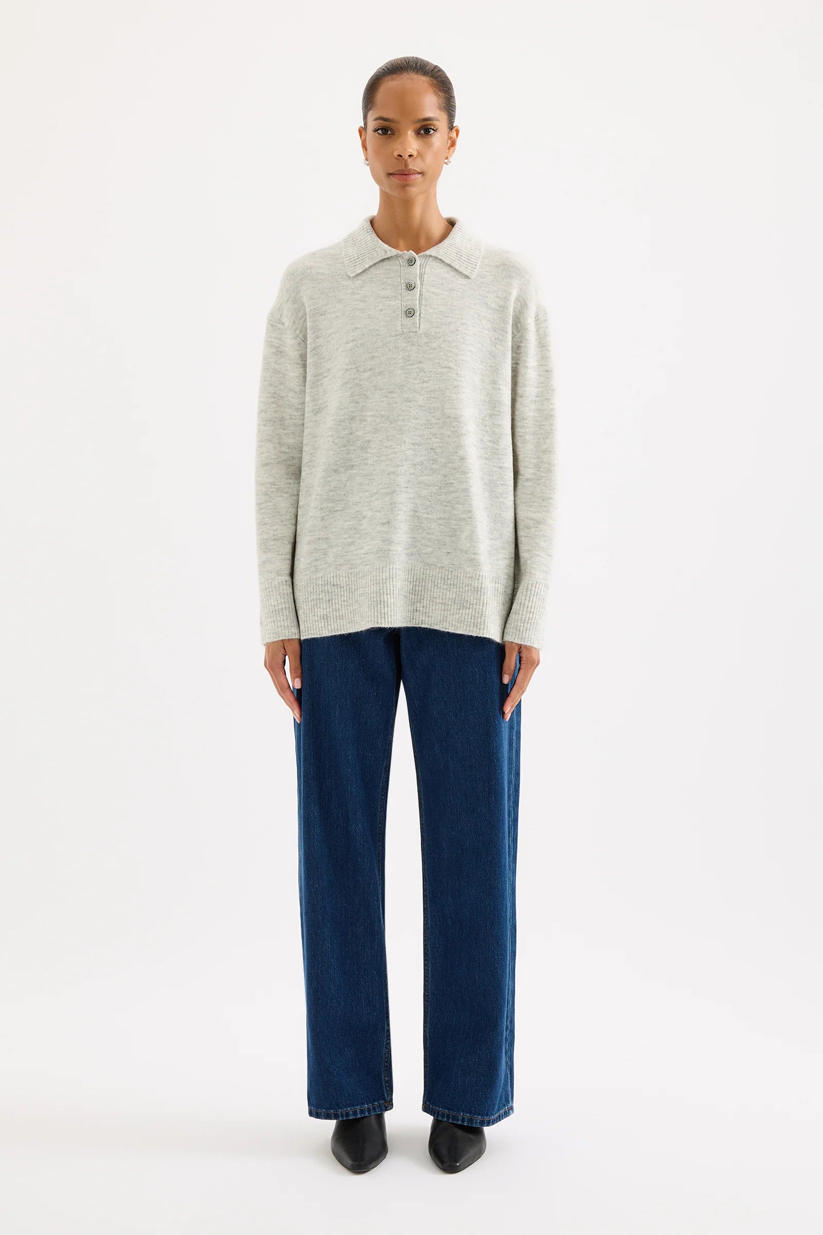 NUDE LUCY Dallas rugby knit - Grey marle