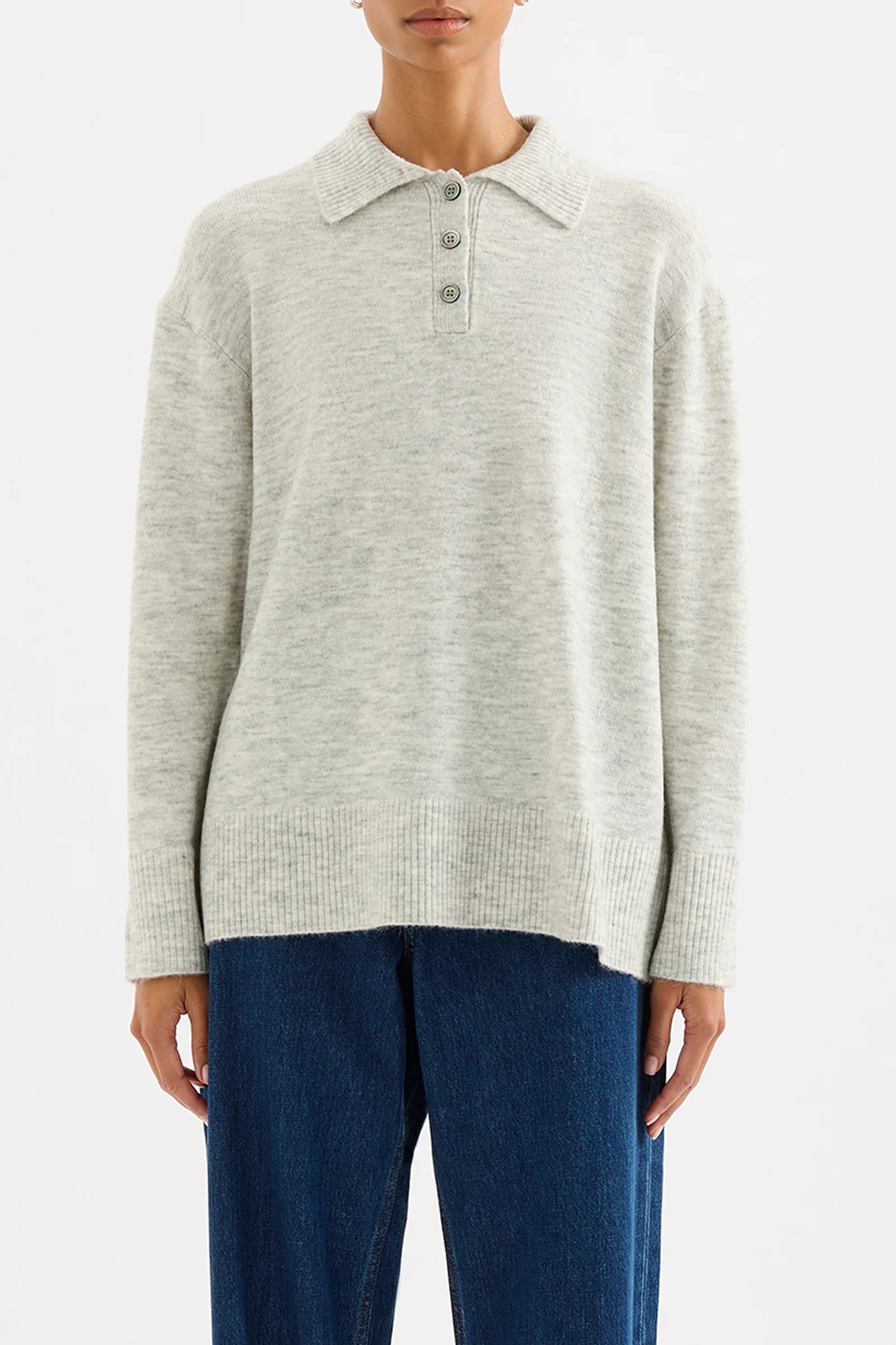 NUDE LUCY Dallas rugby knit - Grey marle