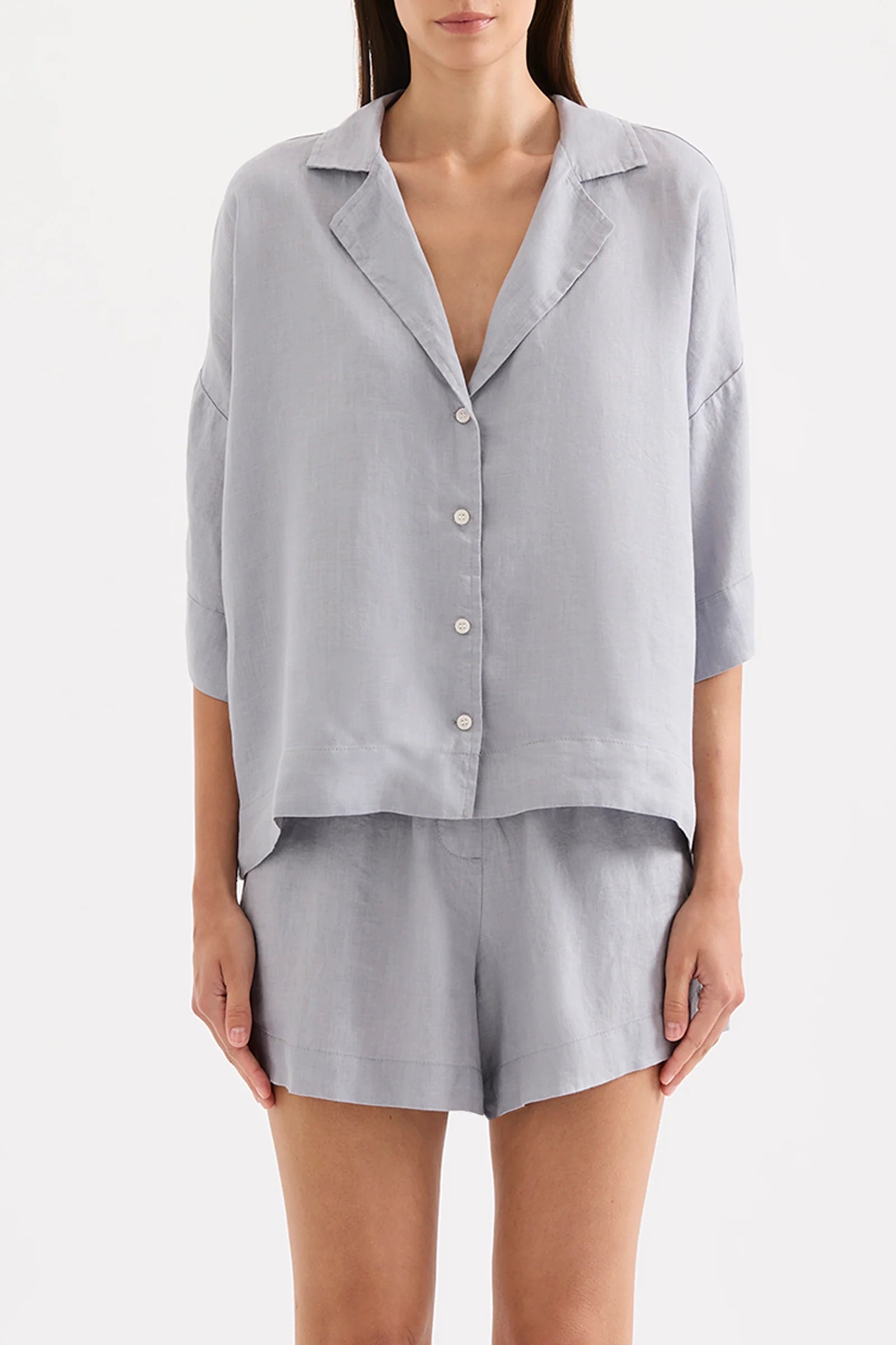 NUDE LUCY Lounge linen shirt - Storm