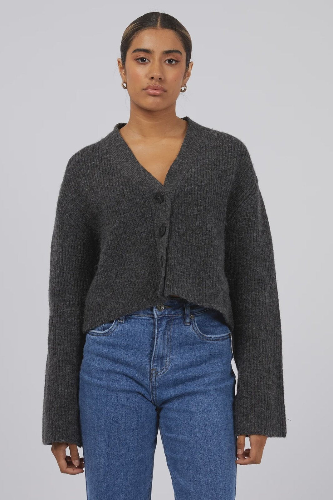 SILENT THEORY Eden knit cardi - Charcoal