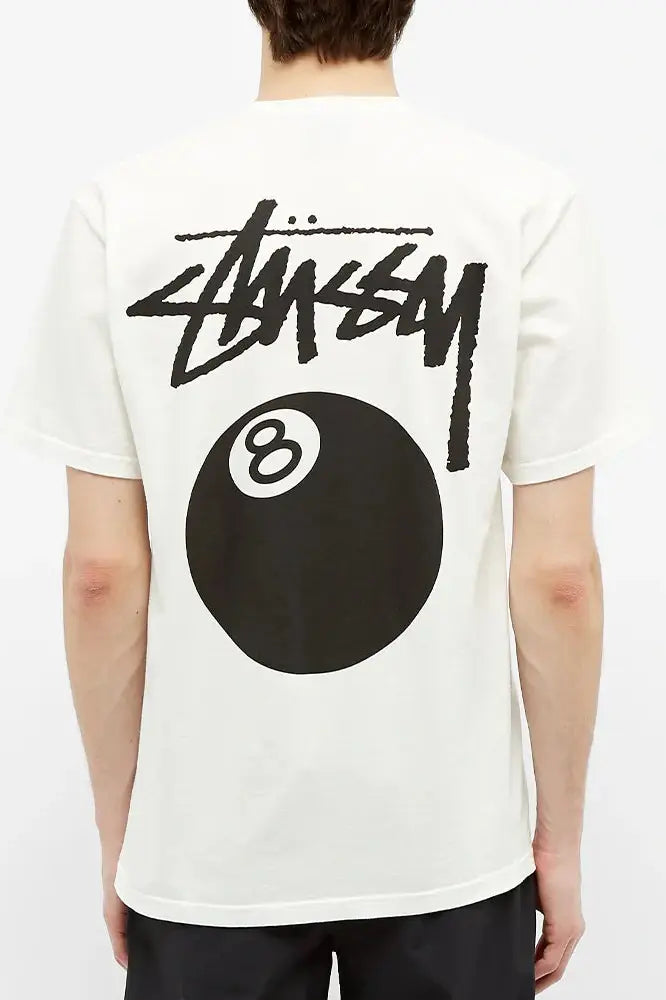 STUSSY - 8 ball LCB SS tee - pigment washed white