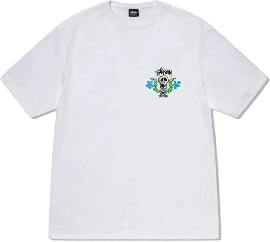 STUSSY Skull crest heavy weight ss tee - Pigment washed white