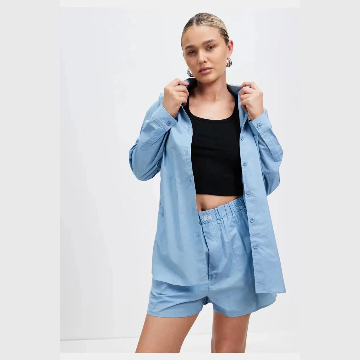 STUSSY pop graffiti os shirt - sky blue