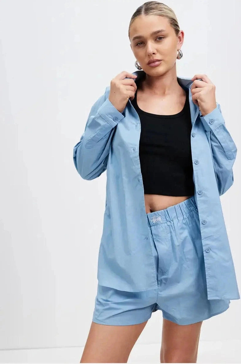 STUSSY pop graffiti os shirt - sky blue