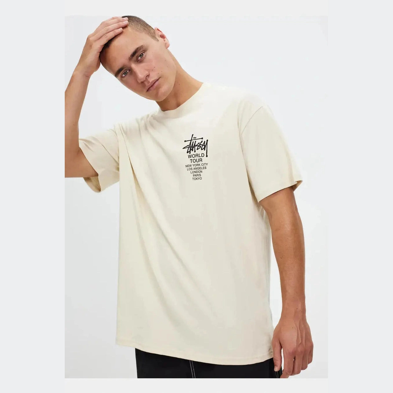 STUSSY solid world tour lcb ss tee - natural