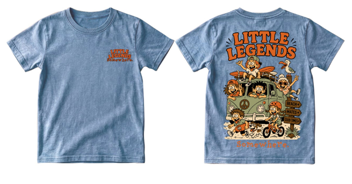Somewhere Mini - Little Legends Tee - Sky Blue Wash