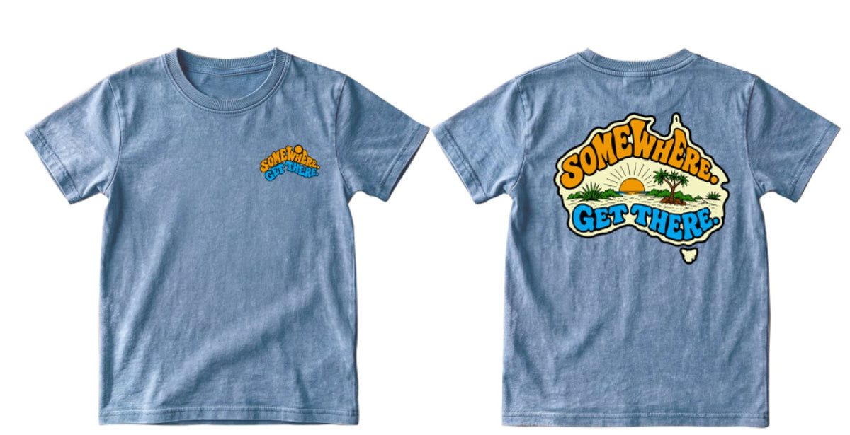 Somewhere Mini - Get There Tee - Sky Blue Wash