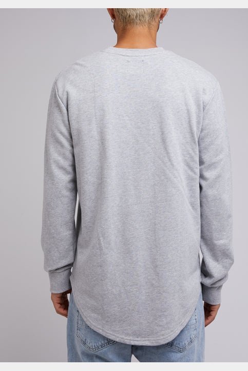 Silent theory curved hem crew- grey marle