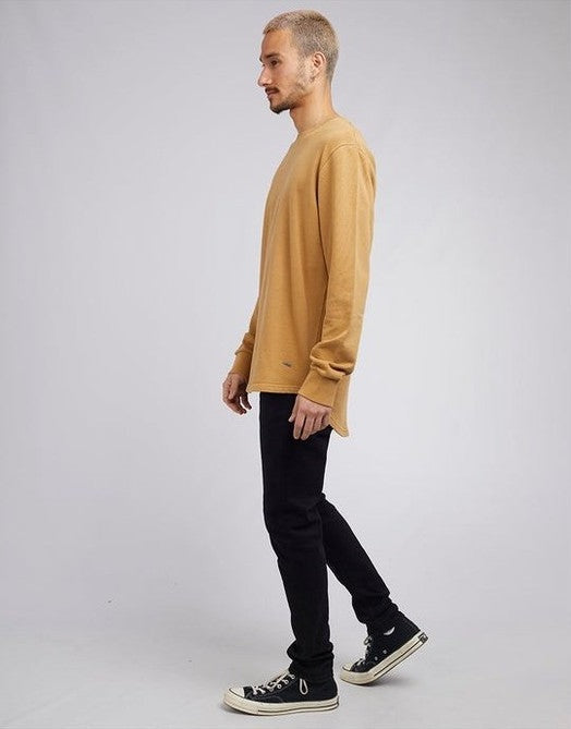Silent theory curved hem crew mustard