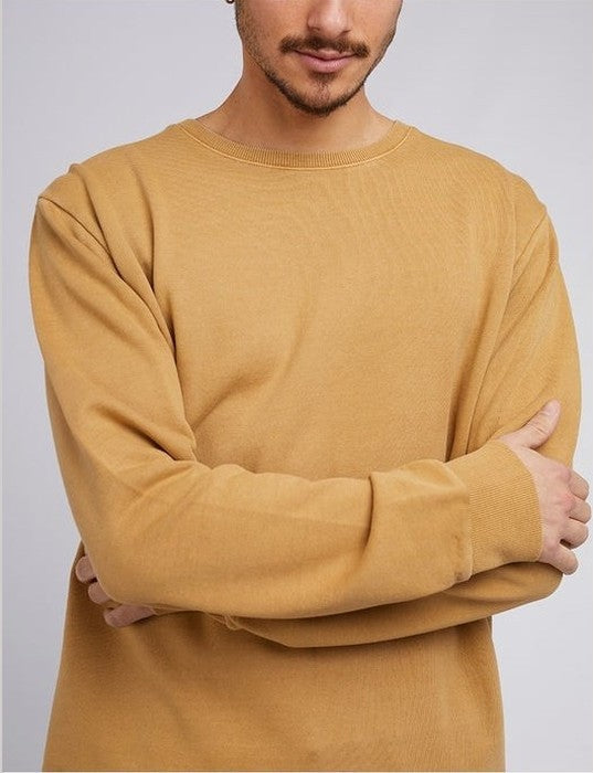 Silent theory curved hem crew mustard