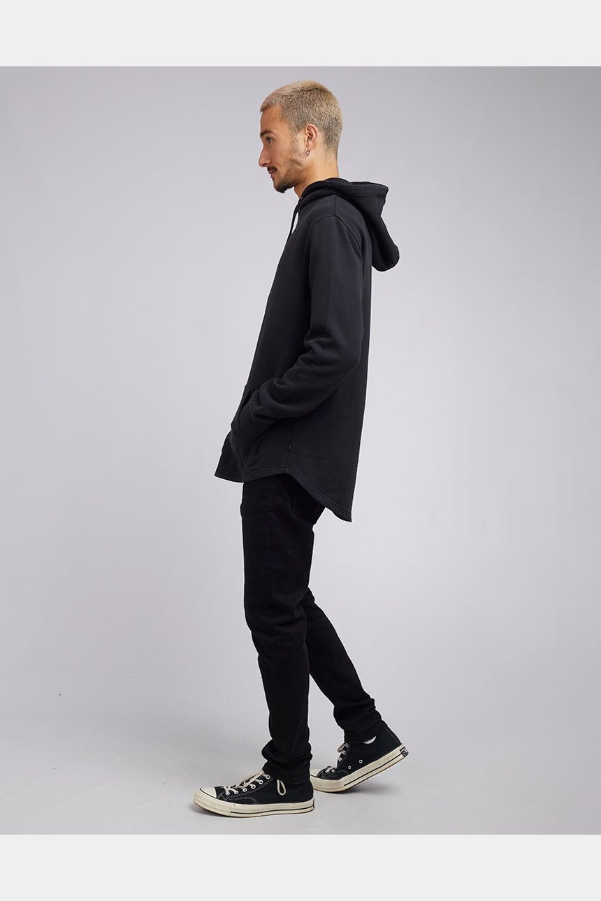 Silent theory curved hem hoody - washed black