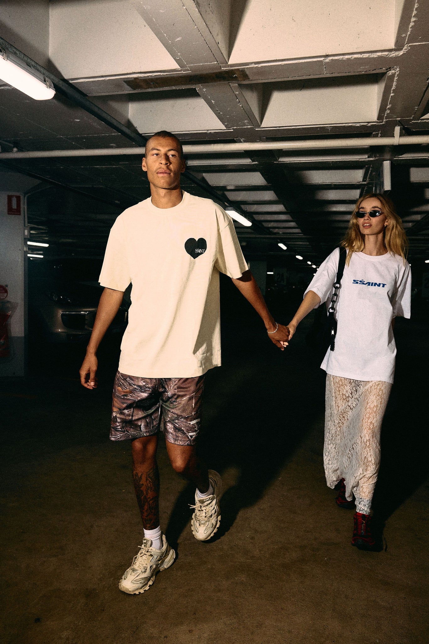 SSAINT Heart Tee - Black Heart Cream Tee