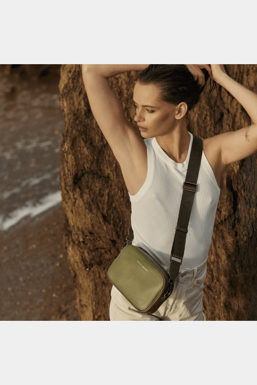 Status anxiety plunder bag with webbed strap - khaki