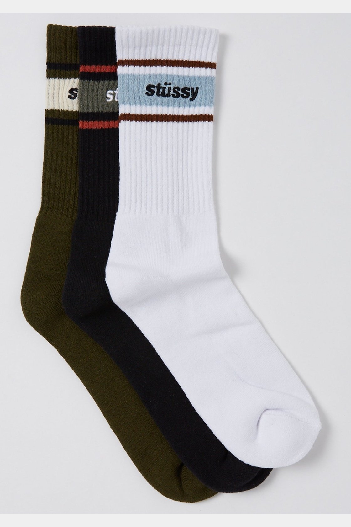 Stussy italic stripe sock 3pk - multi