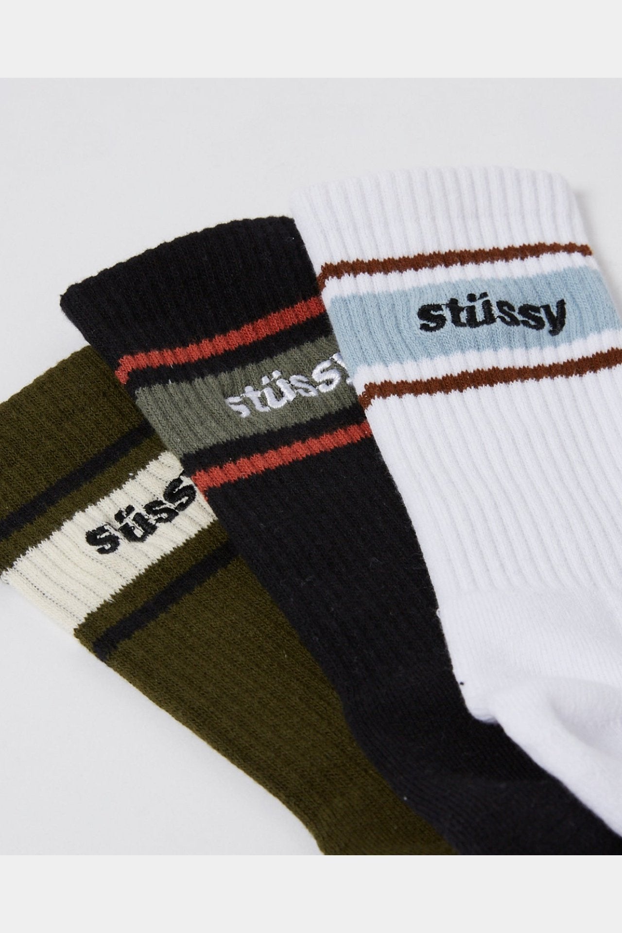 Stussy italic stripe sock 3pk - multi