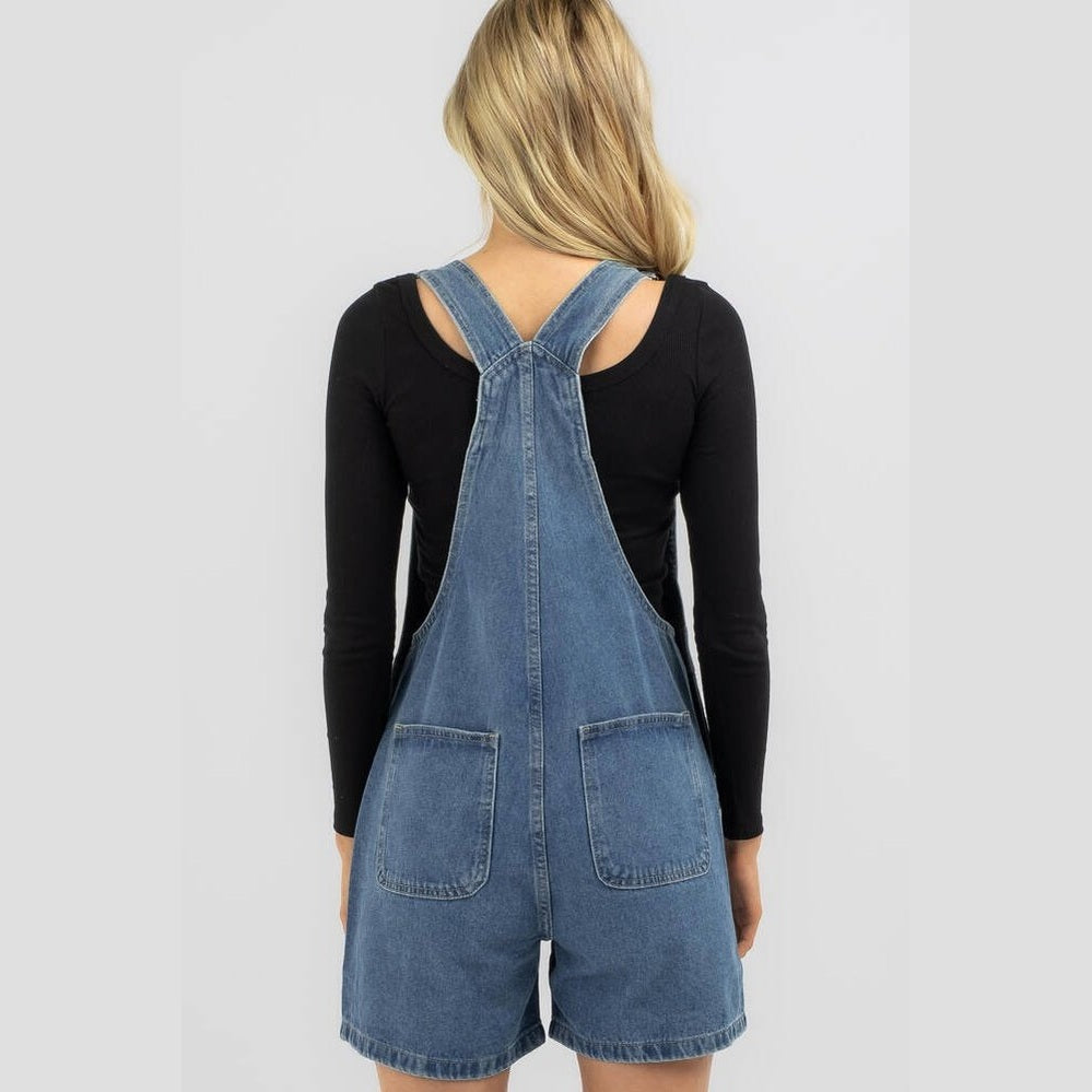 Stussy nevada denim short overall - indigo denim