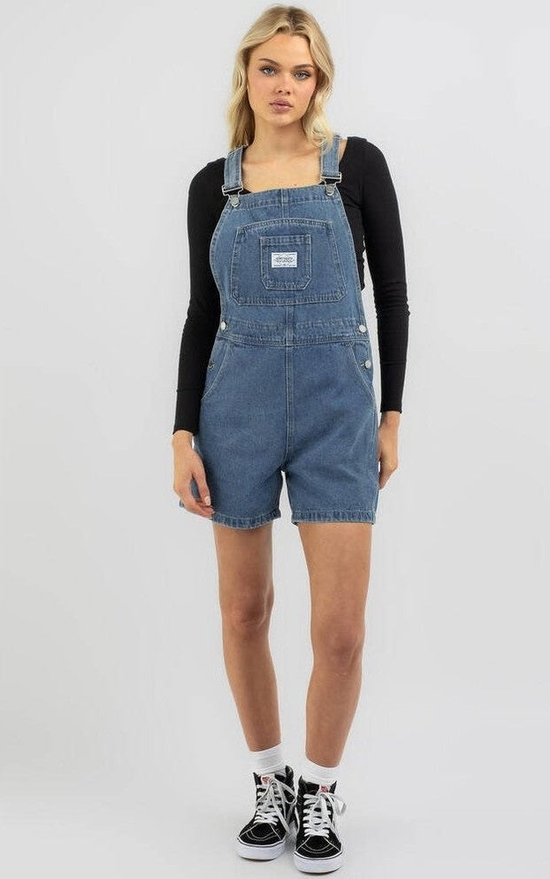 Stussy nevada denim short overall - indigo denim