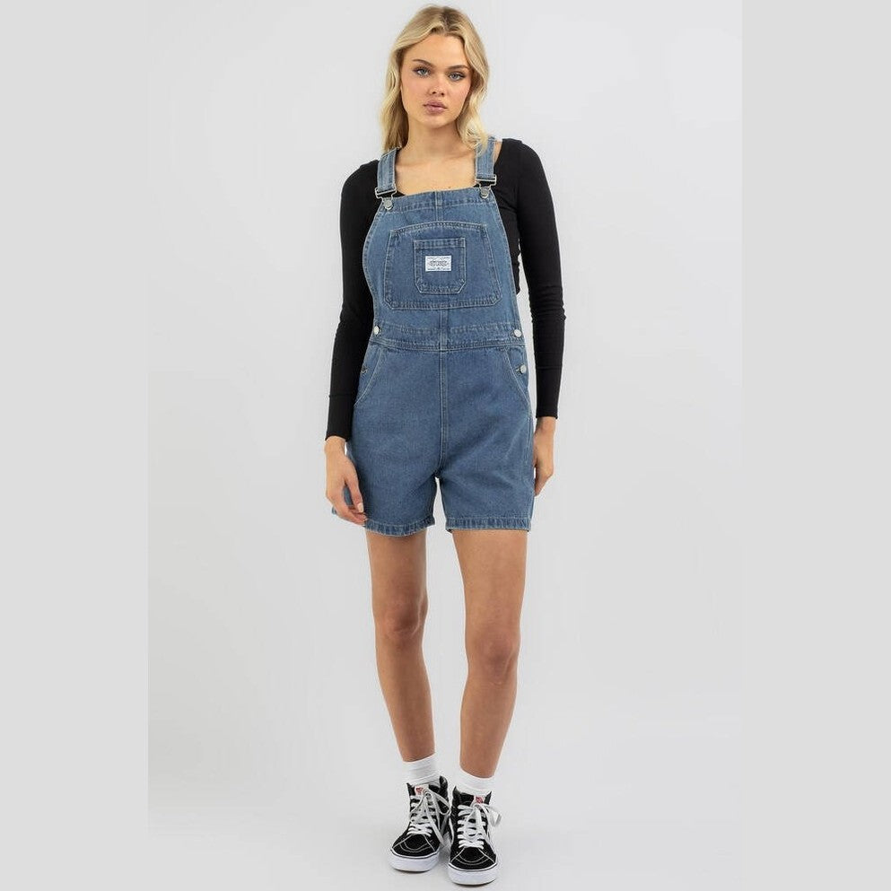 Stussy nevada denim short overall - indigo denim