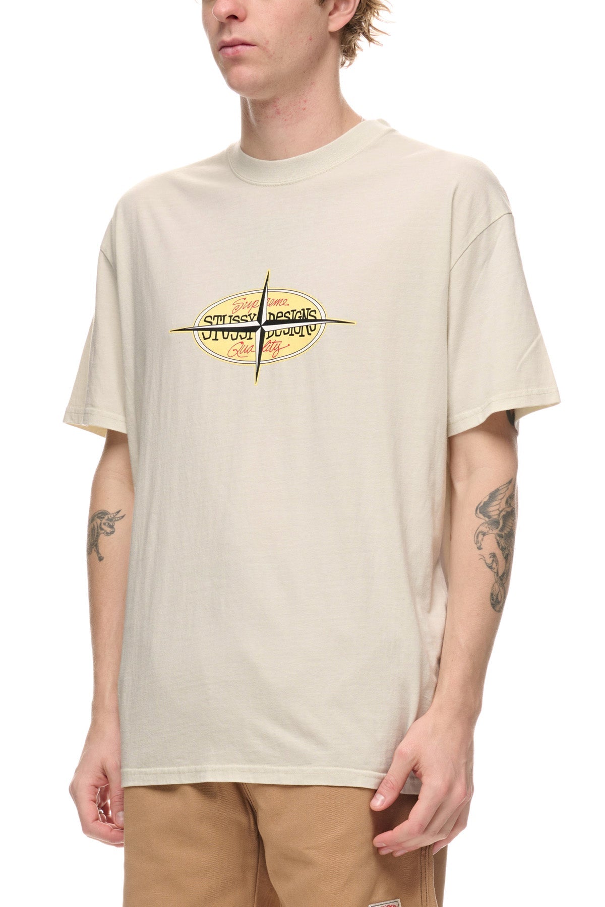 Stussy - points ss tee - pigment washed white