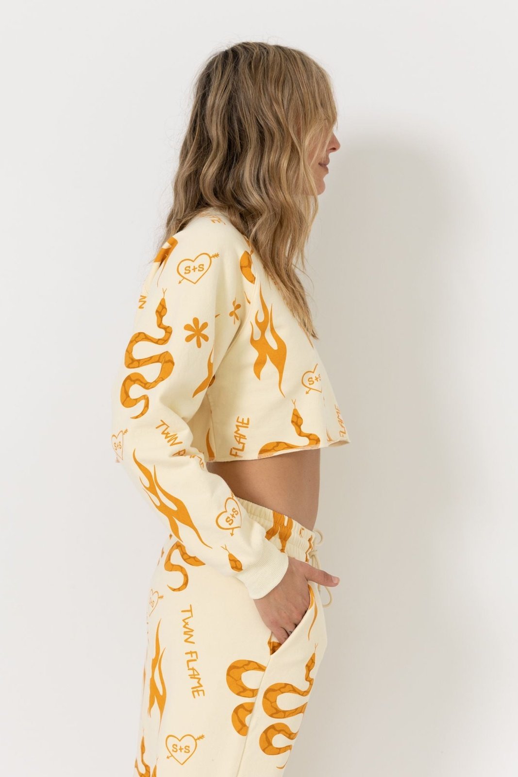 Summi summi cropped fleece raglan rust snake