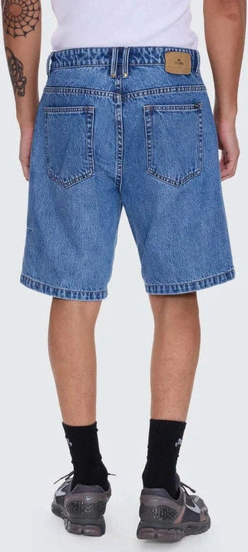 THRILLS Mid Slacker Relaxed Long Denim Short - Deep vintage blue