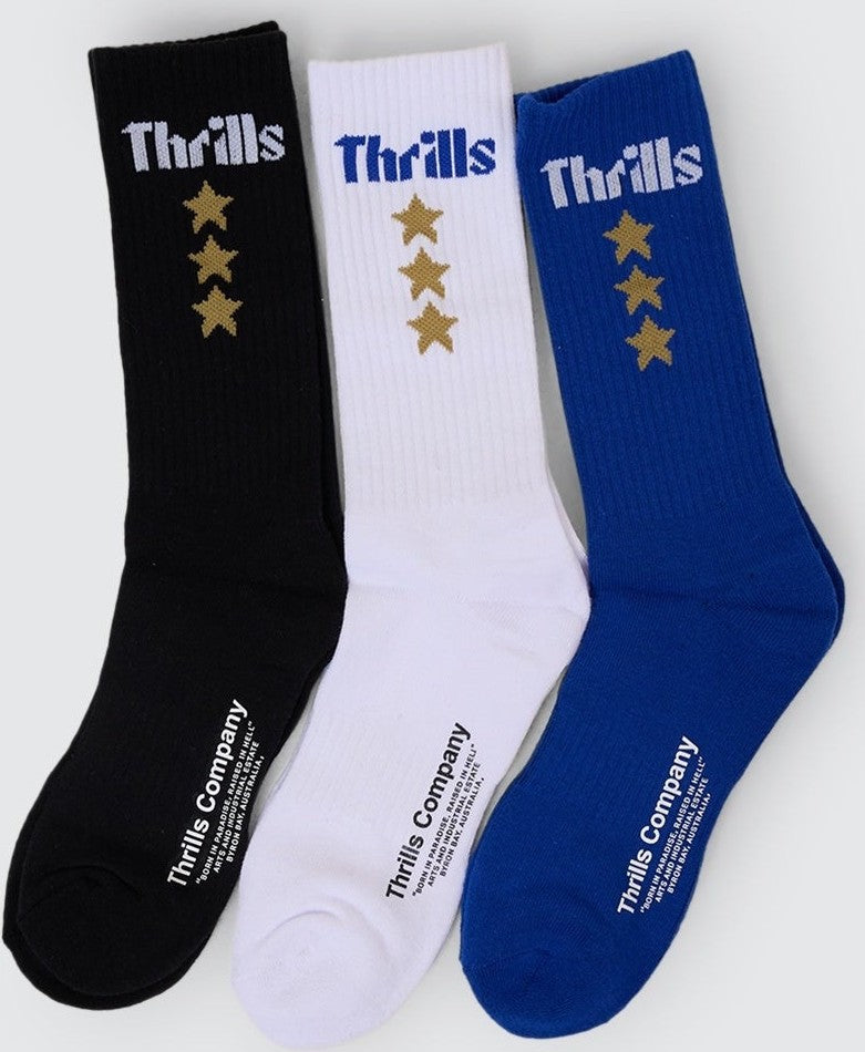 THRILLS OG Strength 3 pack sock - Black/white/Surf the web