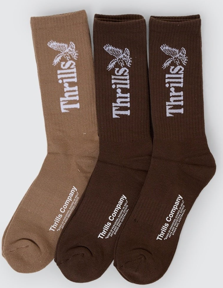 THRILLS Workwear 5 pack sock - Desert/black/silver grey