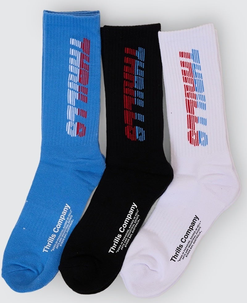 THRILLS Anarchy in paradise 3 pack sock - White/black/Azure blue