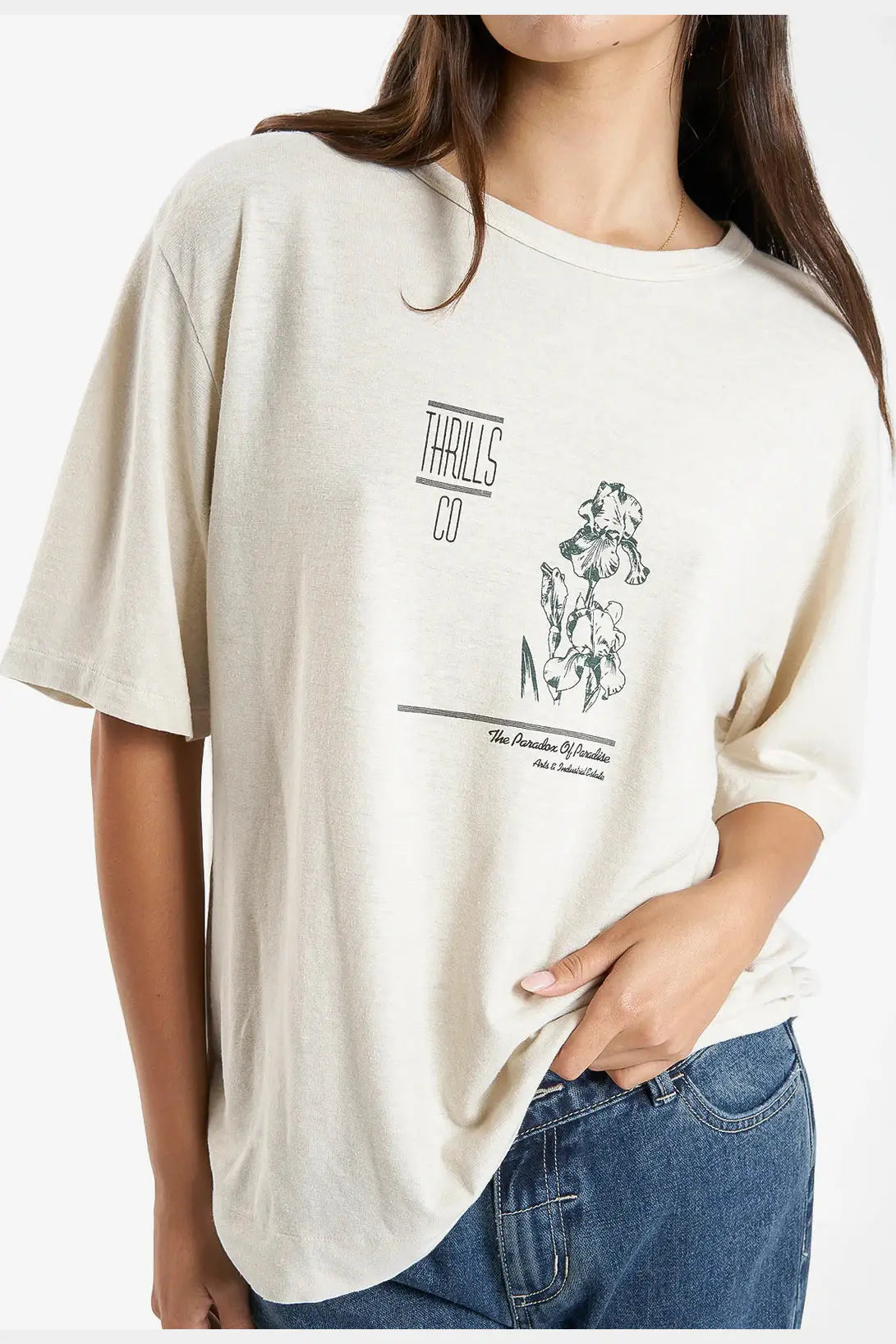 THRILLS Paradox gardens hemp box tee - Soft tan