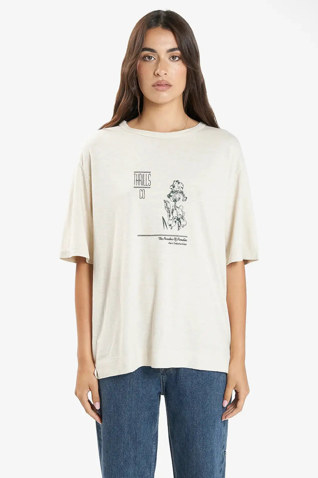 THRILLS Paradox gardens hemp box tee - Soft tan