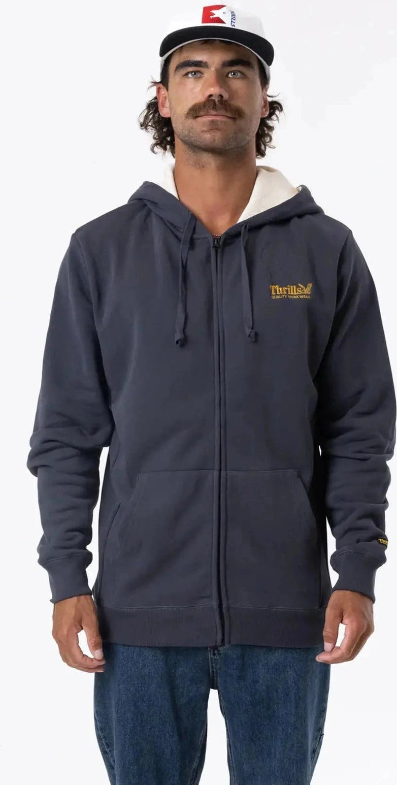 THRILLS Union zip hood - Dark charcoal