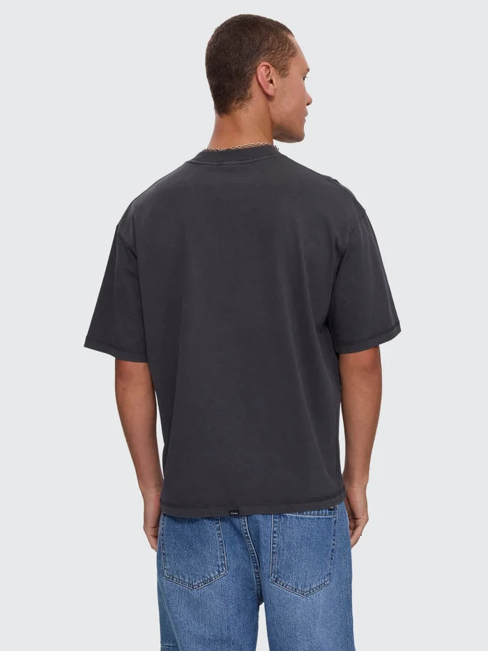 THRILLS - FLOWERS OF TOMORROW BOX CROP APPLIQUE TEE - Dark Charcoal
