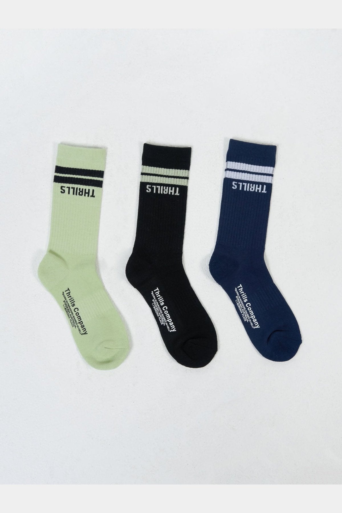 Thrills Minimal Thrills 3pk - Pistachio-Merch Black-Navy Socks