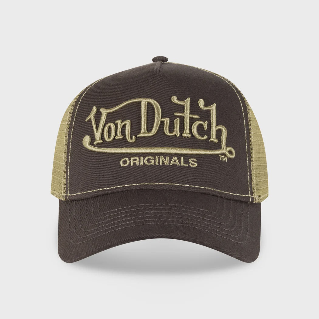 Von Dutch Big Signature Trucker Hat Brown