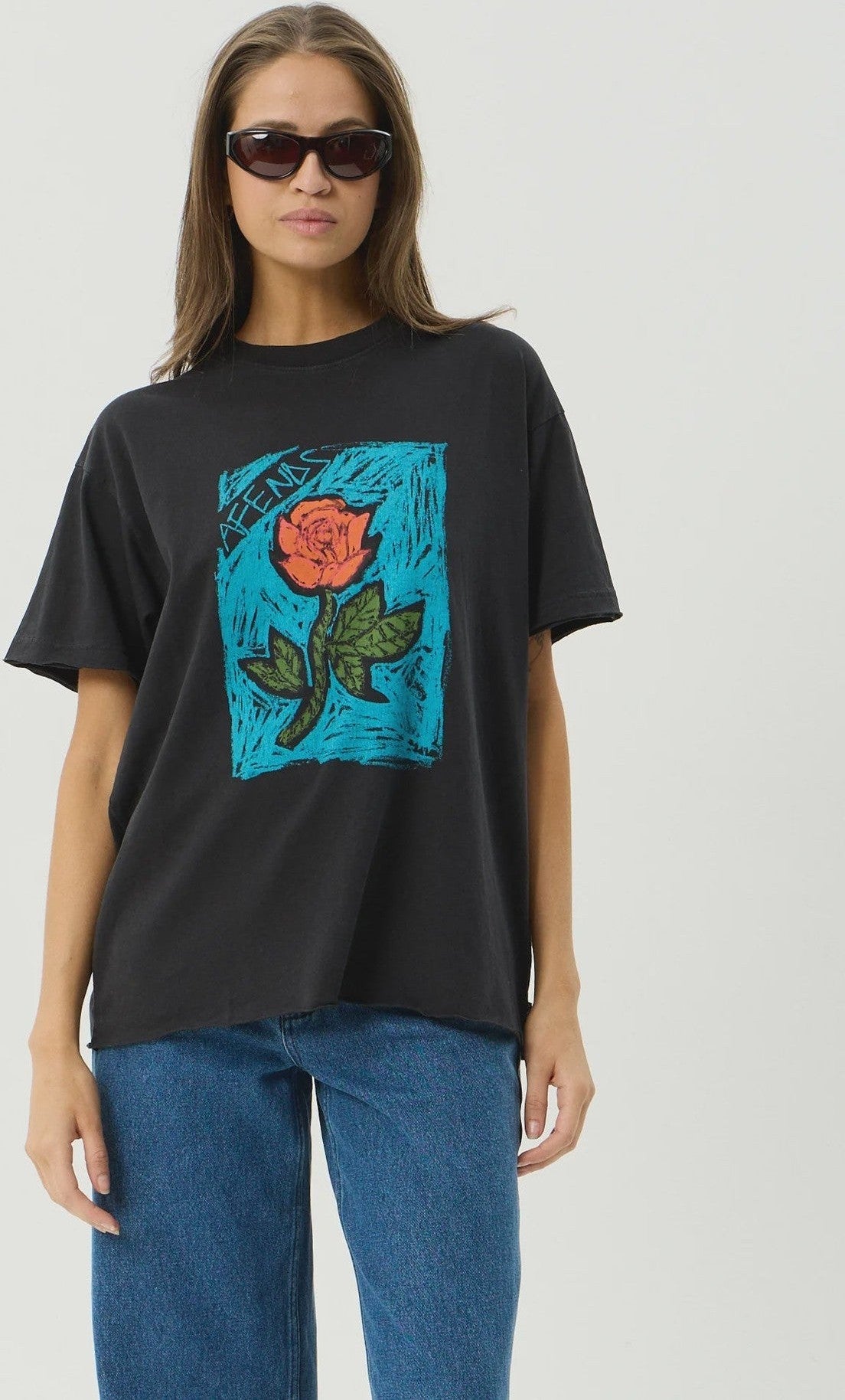 AFENDS Single N Thorny Oversized Tee - Stone Black