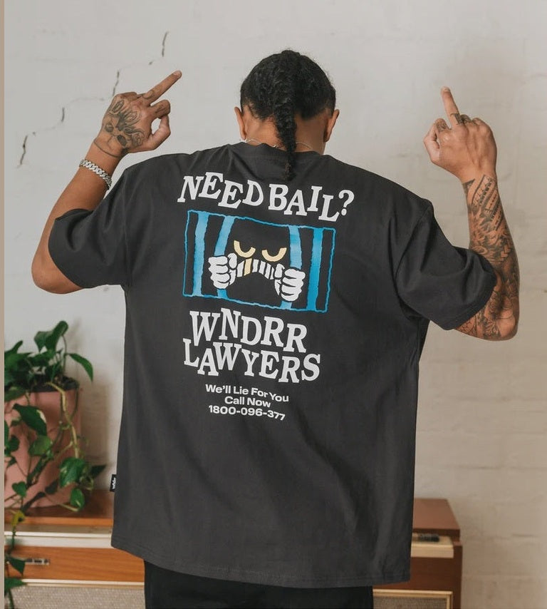 WNDRR BAIL BOX FIT TEE - FADED BLACK