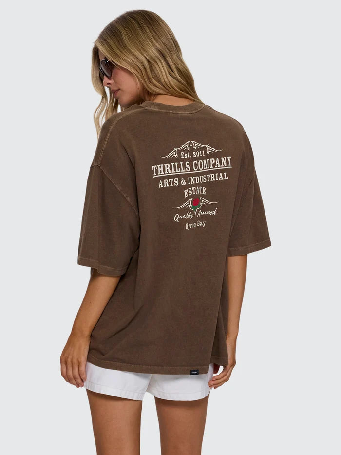 THRILLS - BANNER OF STRENGTH OVERSIZED TEE - Cocoa