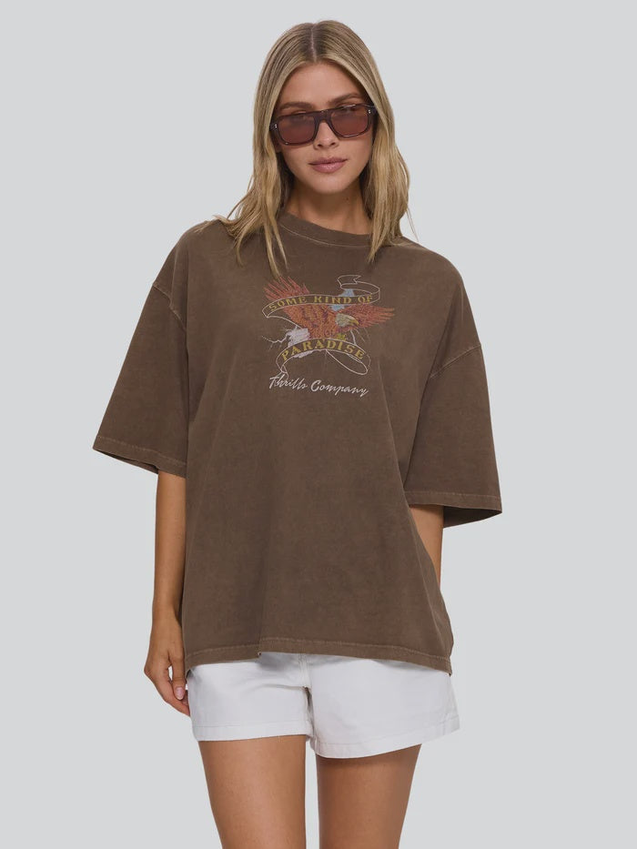 THRILLS - BANNER OF STRENGTH OVERSIZED TEE - Cocoa