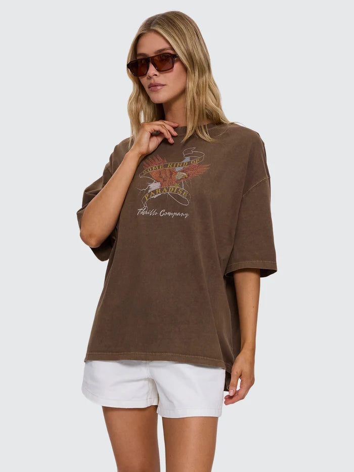 THRILLS - BANNER OF STRENGTH OVERSIZED TEE - Cocoa