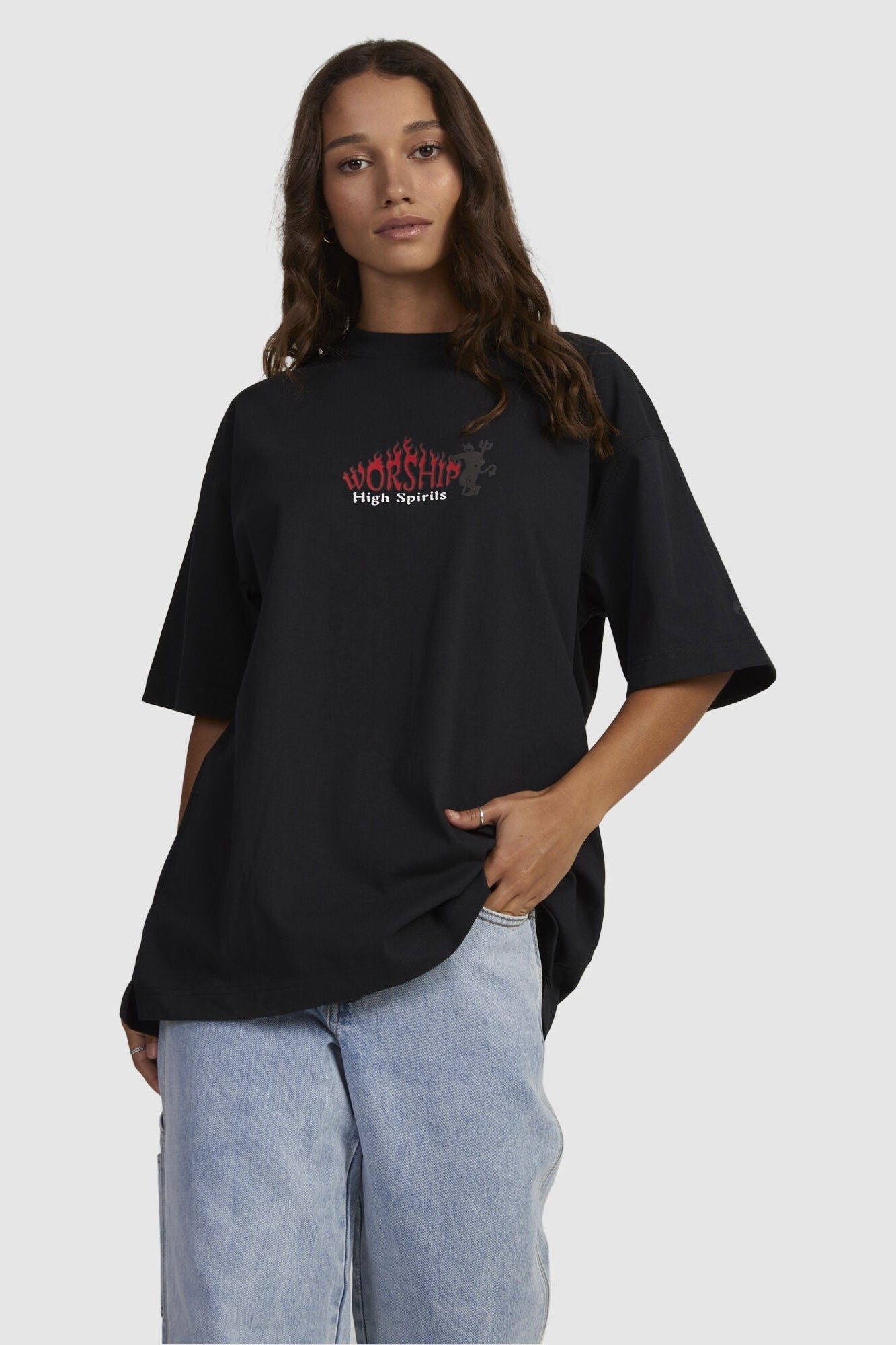 Worship grilled oversized tee - washed black