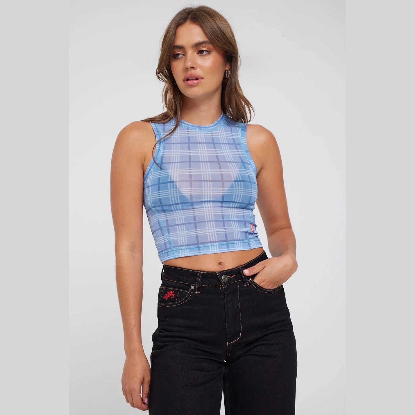 Worship hangtime mesh tank top - blue fog